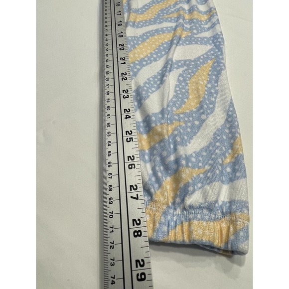 PJ Salvage Tiger Dots Pajama Pants Womens XS Ice Blue Yellow Drawstring Waist - Picture 10 of 13
